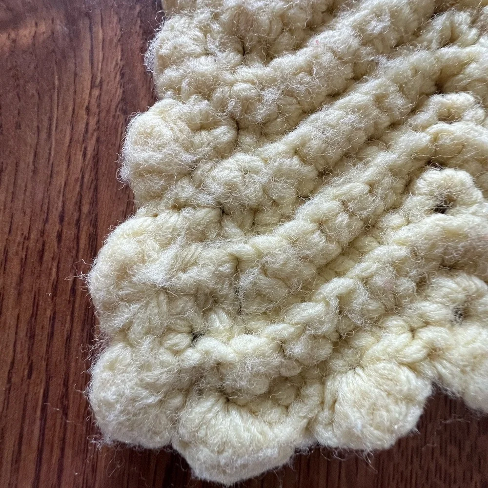 Vintage Yellow Handmade Crochet Baby Blanket